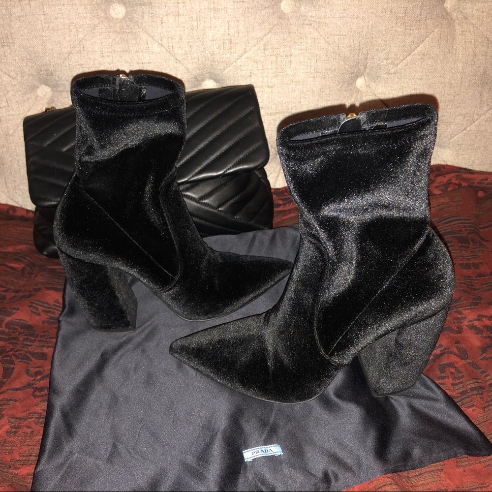 Prada Velvet Pointed Toe Boots - Picture 6 of 12
